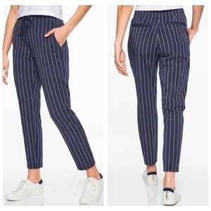 Athleta Stripe Midtown Ankle Pants Navy Striped Size 6 NWOT